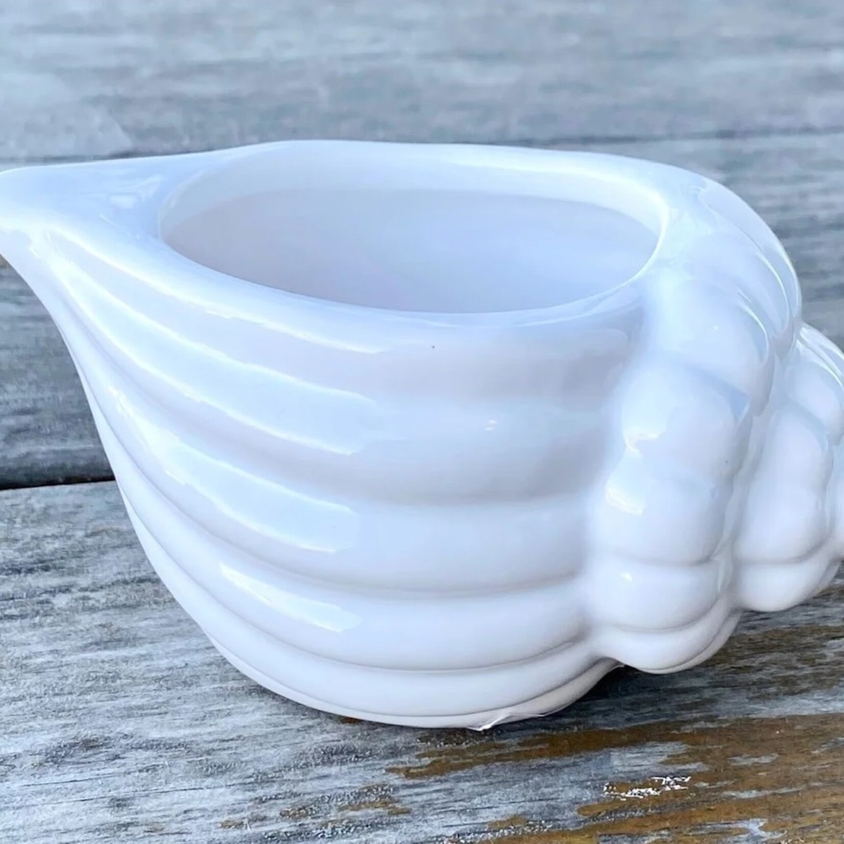 Shiny White Seashell Shape Dolomite Pot