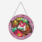 Pink Butterfly Glass Suncatcher
