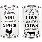 Farm Animal Metal Sign w/Sentiment, 2 Asst.
