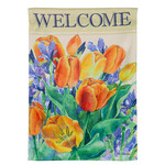 Tulip Garden Welcome Suede Garden Flag