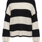 ONLY Long Sleeve Black/White Striped Pullover Knit - Med.