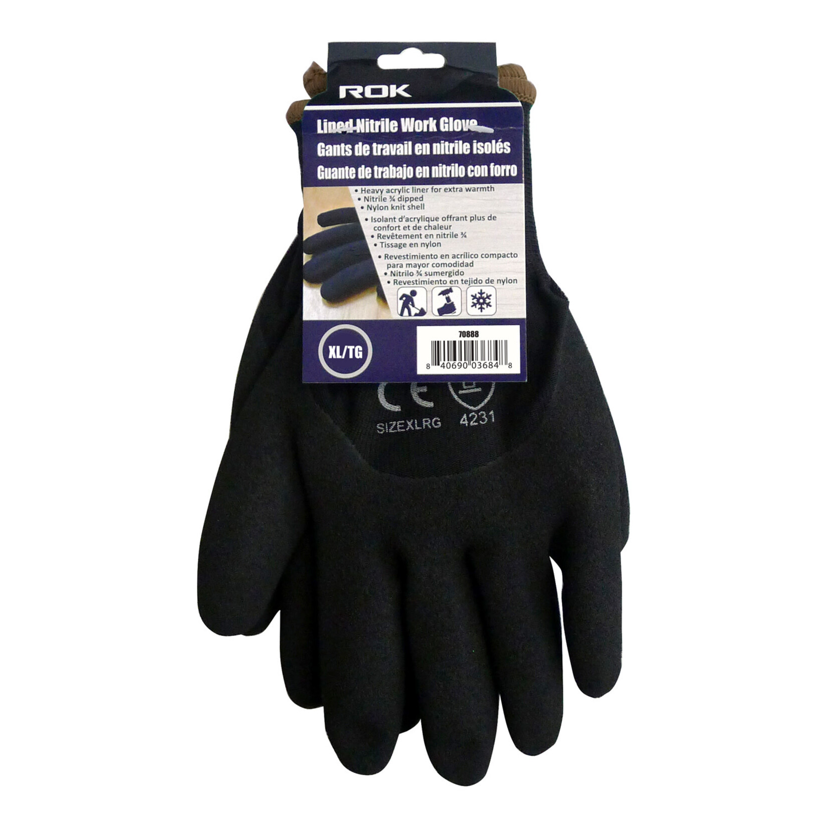 Lined Nitrile Coated Glove - Xl