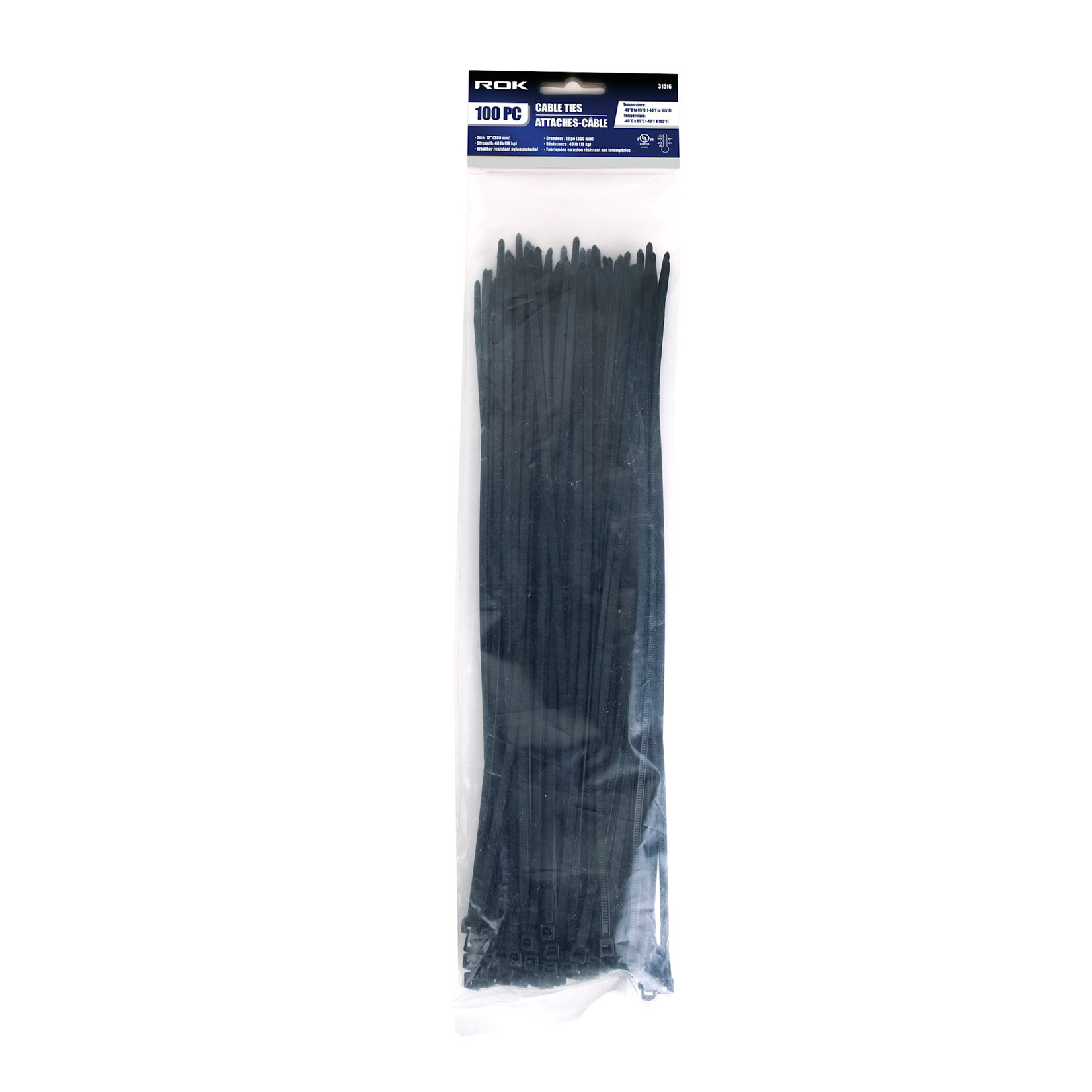 12" Cable Ties- Black - 100 PC