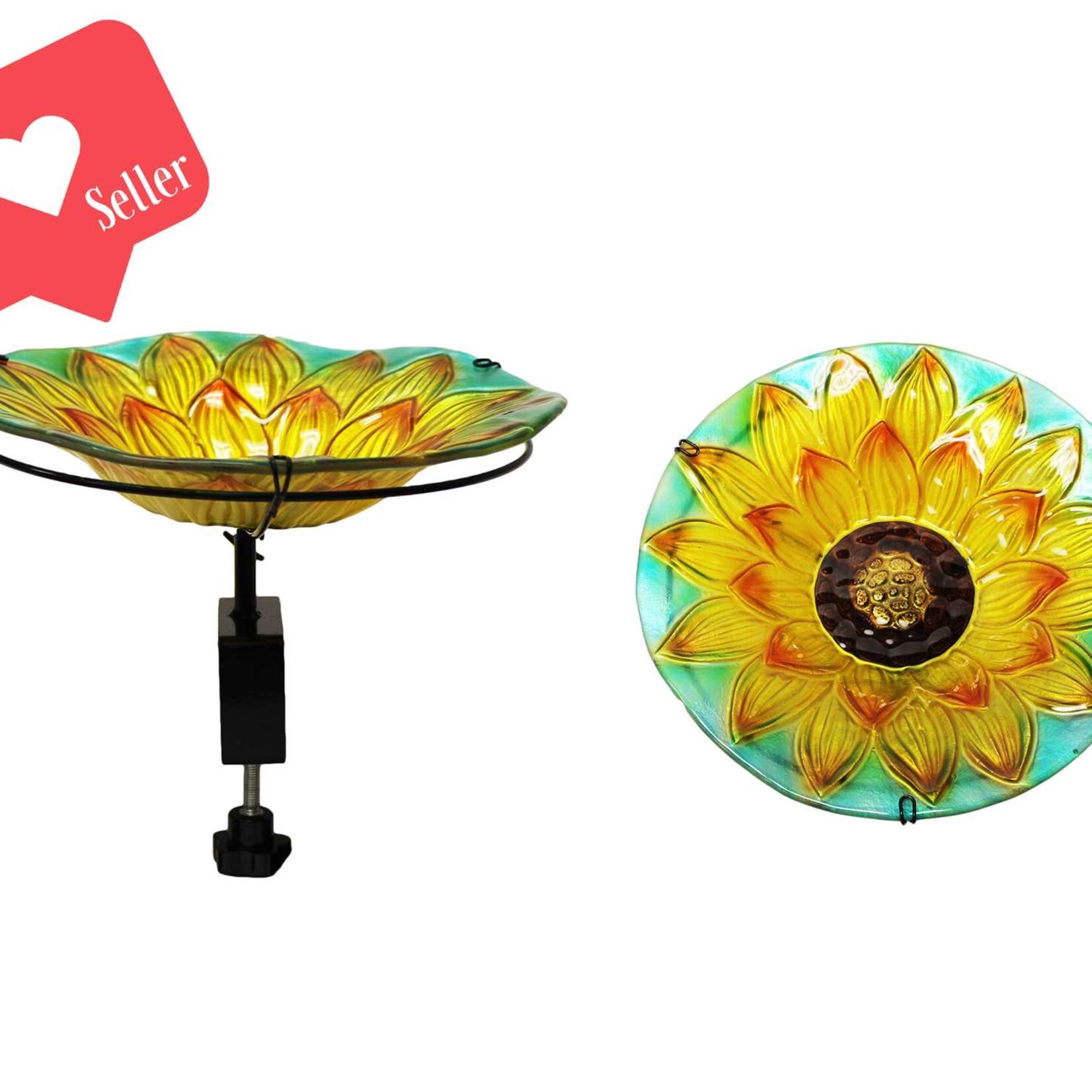 11" Birdbath W/Fixator- sunflower