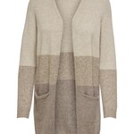 Long-sleeved Long Cardigan Knit Sand Beige & Woodsmoke Sizes: Small, Medium