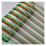 SINAMAY MESH, FOIL STRIPED (WIDE) 10.5" LIME/RED/WHITE FOIL