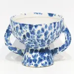 6.8X5.7X4.7”H Blue / White Patterned Ceramic Pedastel Pot