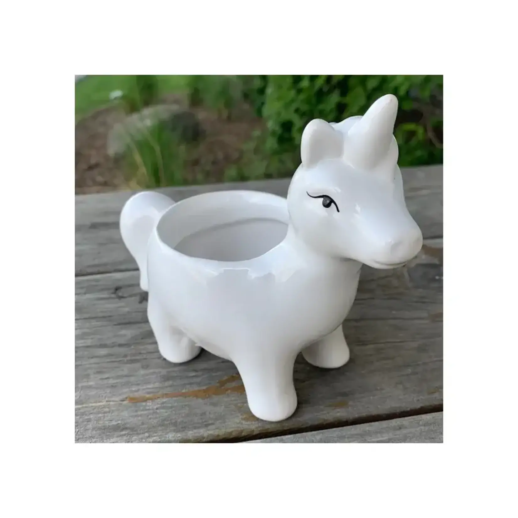 Shiny White Unicorn Pot 5.9X3X5.19"H