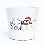 "Let It Snow" W/Penguin Snowman Dolomite Container (Fits 6" Pot)