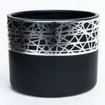 6.7"DX5.3"H Black/Silver Plated Dolomite Container (Fits 6" Pot)