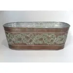 Embossed Pine Cones /Metal POT W/H. LINER  16.5X8.1X5.7”H,