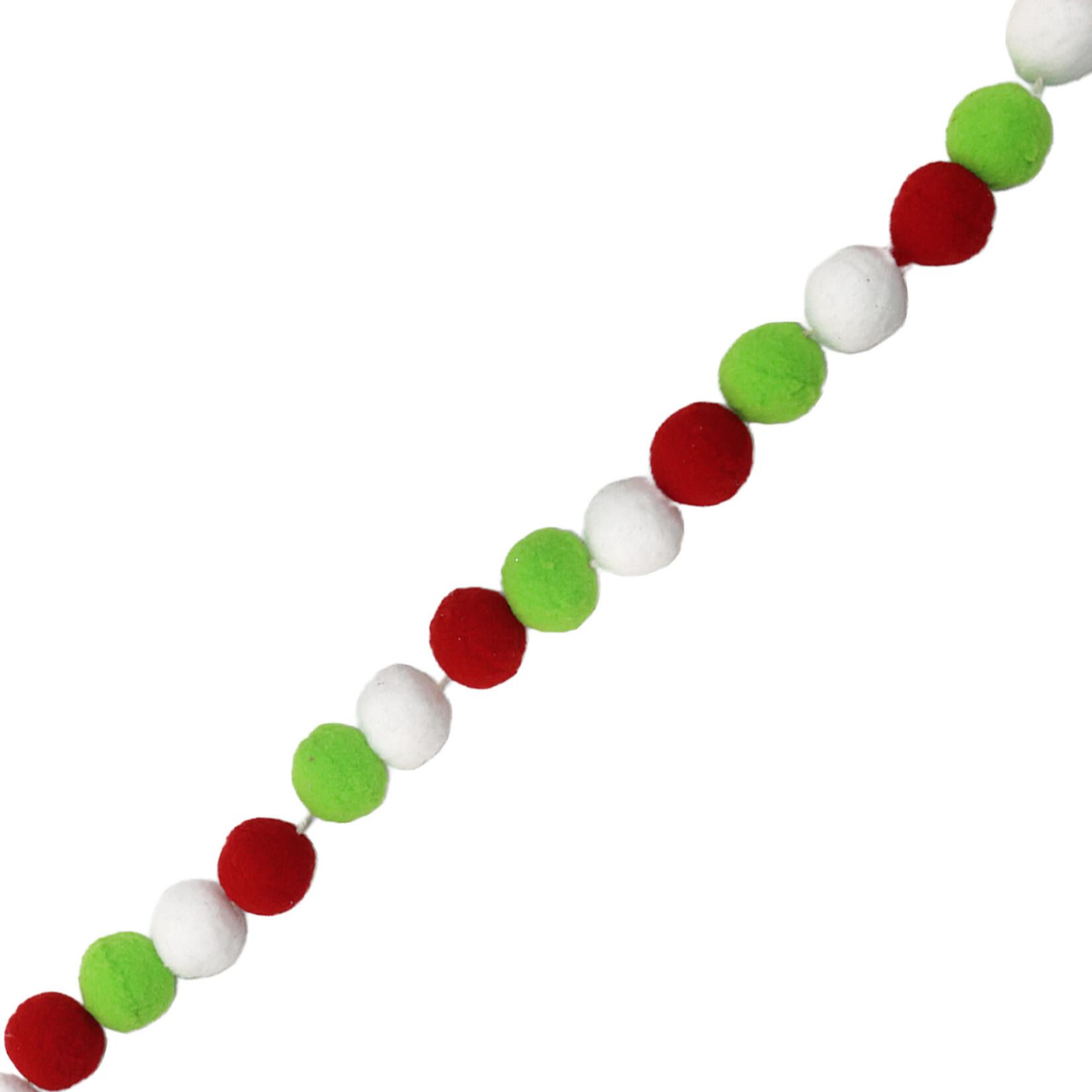 47" Garland Balls Elf/Grinch Red/Wht/Green Wool