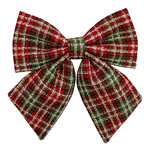 8.5" Bow Sponge/Fabric Red/Green/Beige Plaid