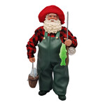 Santa Standing 11" Fishing Red/Black/Green