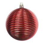Ribbed Shiny Red Ball Ornament 100mm