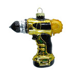Glass Electric Drill 3.5" Gold/Black Ornament