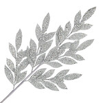 28" Silver Glitter Bay Leaves Pick