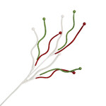 35" Twig Branch Elf/Grinch Red/White/Green Glitter w/Ball Tips Pick