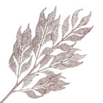 34" Rose Pink Glitter Feather Leaves Pick