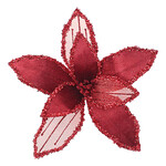 Poinsettia Burgundy 9" Velvet Sheer  w/ Clip