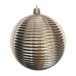 Ribbed Shiny Rose Gold Ball Ornament 100mm