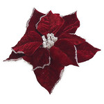 Red & White Poinsettia 9"  W/ CLIP