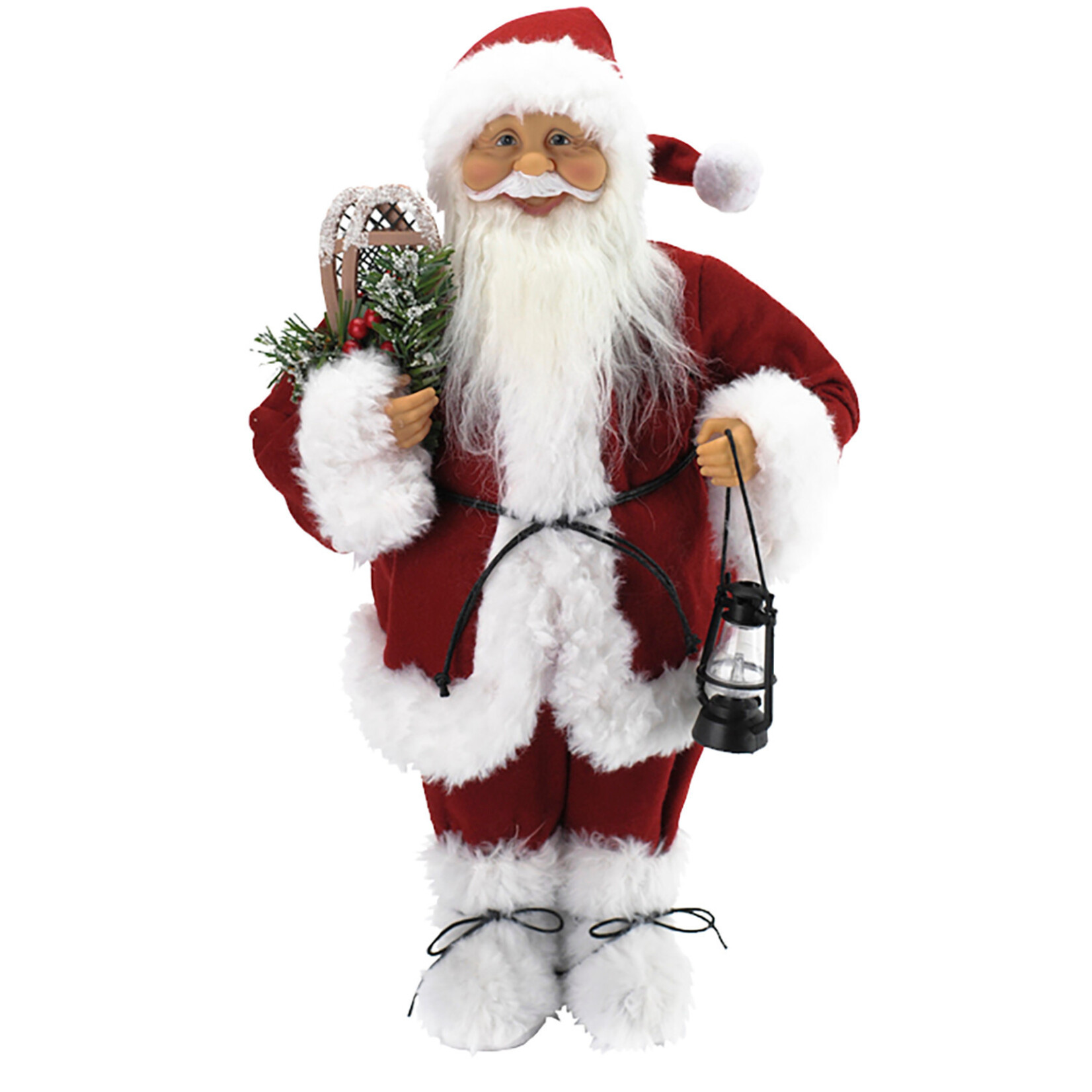Santa Standing 18" Red traditional dlx w/Plush Trim