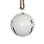 4" Jingle Bell White Matte w/Sisal Rope