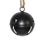 4" Jingle Bell Black Matte w/Sisal Rope