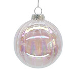 Glass Ball  3" Clear/Pink Iridescent  Ornament