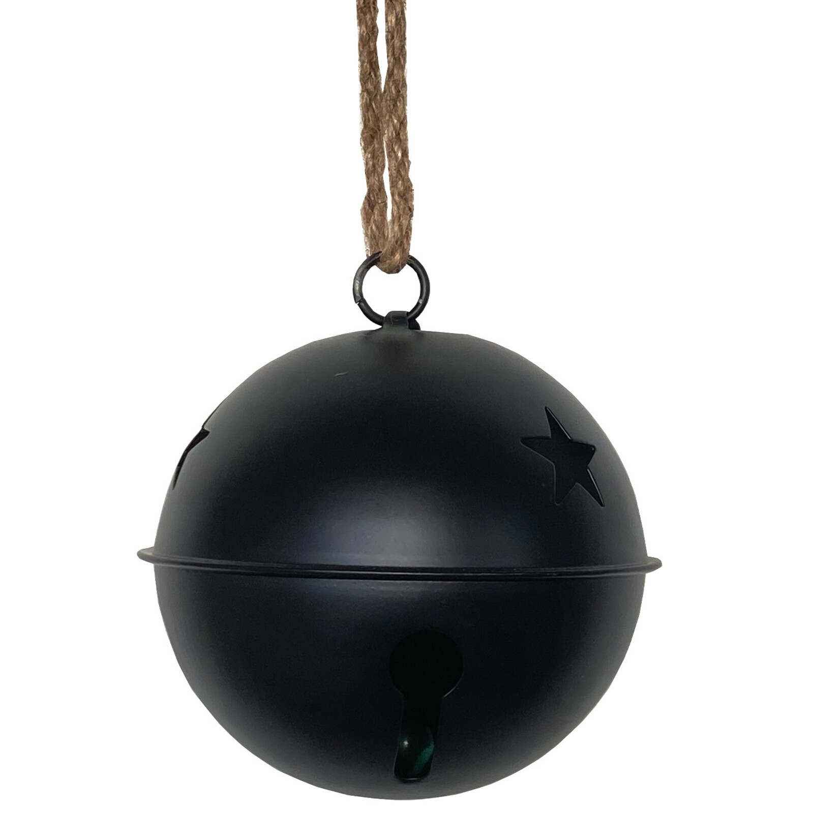 5.5" Jingle Bell Black Matte w/Rope Hanger