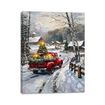 12"X16" Canvas Light Up Truck Village Scene 3PC LED