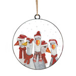 4" Orn Metal Disc Geese with Hat & Scarf