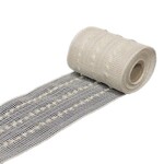 Mesh Ribbon 5.5"x10 yds Wht/Irr w/Cotton Stripes