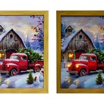 Framed LED Truck Winter Barn Wall Art