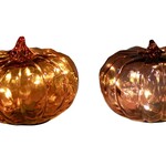 LED Glass Pumpkin Brown or Orange - 2 Asst.