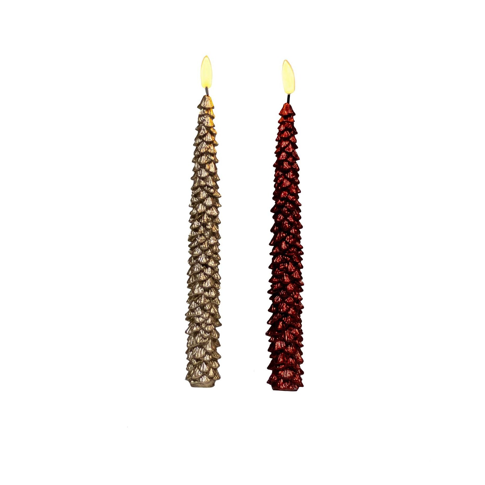 LED Wax Gold or Red Candle Tree 2pack