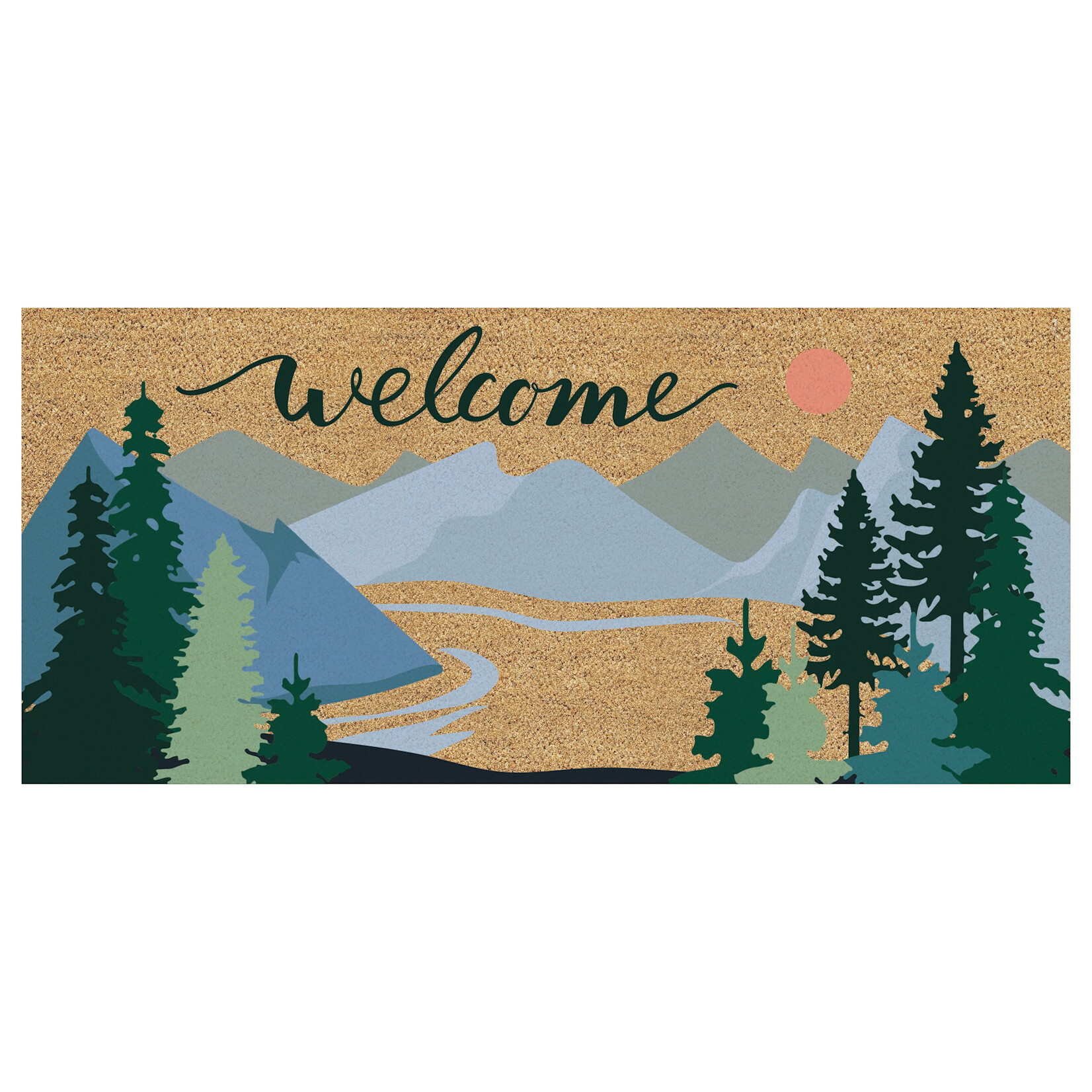 Mountains Welcome Flocked Coir Sassafras Switch Mat