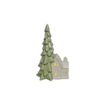 LED White House with Green Tree