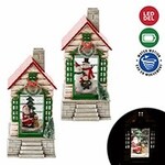 Water Globe Christmas House, Swirling Glitter Water LED, 2 ASST