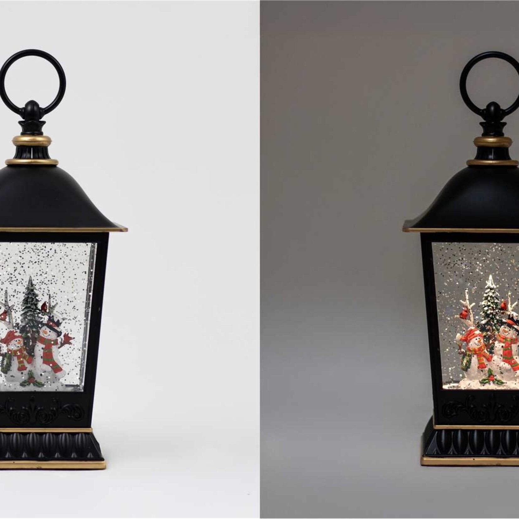 LED Water Lantern w/Snowmen
