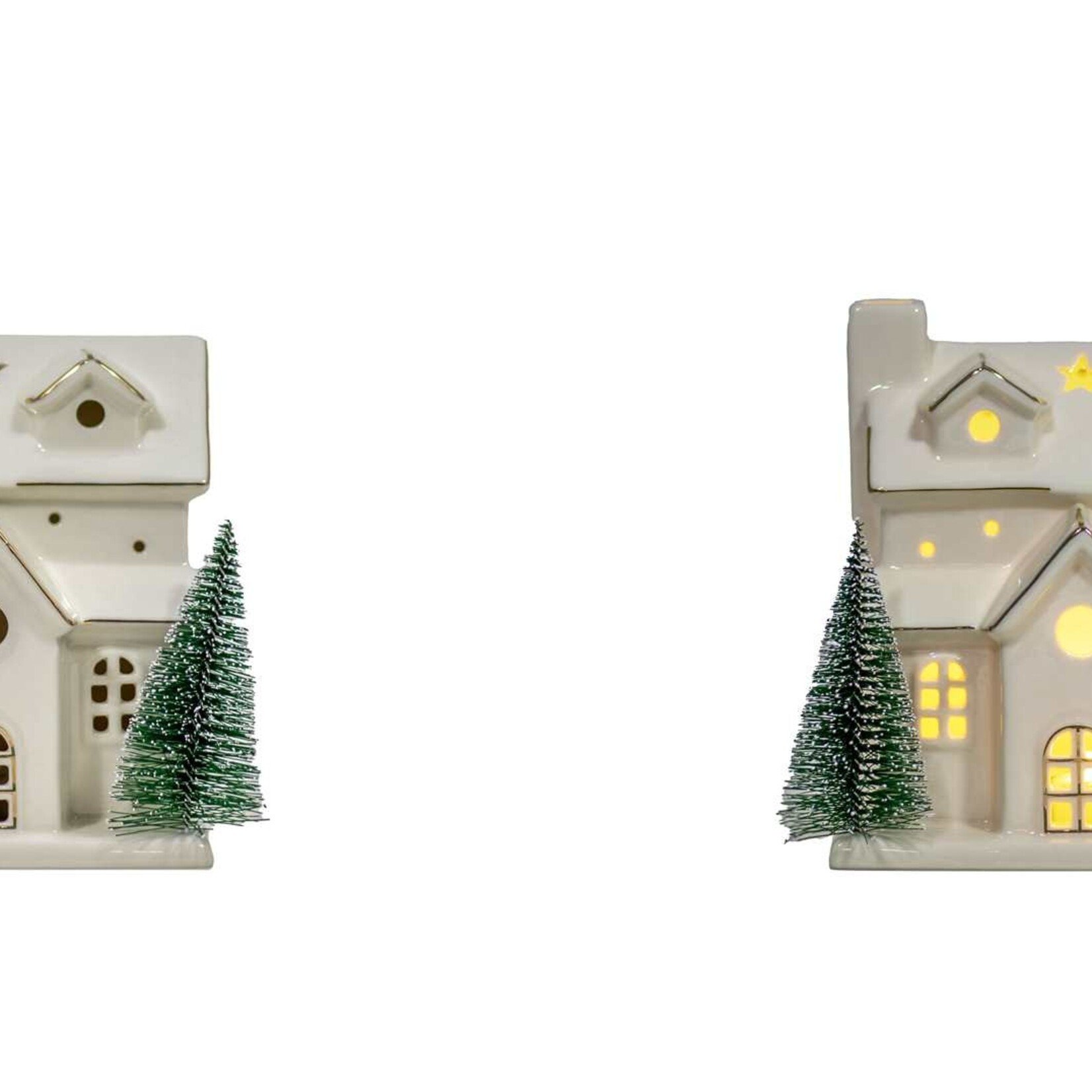 LED Porcelain House w/Trees