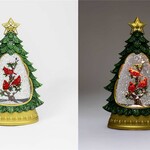 LED Green Tree Snow Globe w/Timer TREE-CARDINAL