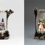 LED Water Snowman Tree Stump