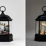 LED Black Santa, reindeer Lantern w/Water