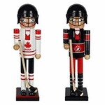 Wooden Hockey Nutcracker w/Hockey Stick  36CM, 2 Asst. BLACK/RED, WHITE/RED