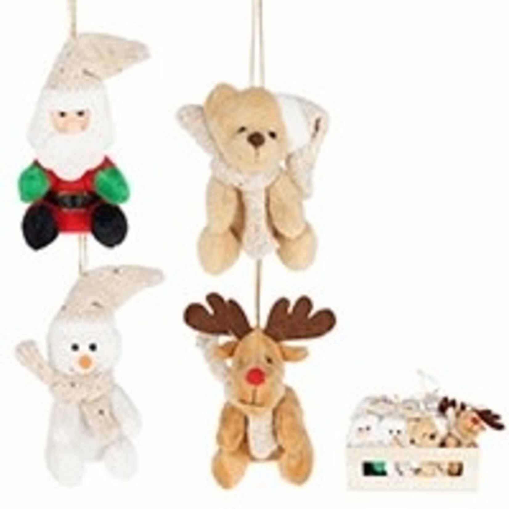 ORNAMENT 10CM, 4 Asst.  Santa, Snowman, Bear, Reindeer