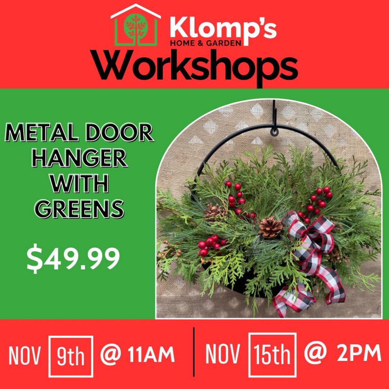November 15th, 2025 | 2pm | Saturday | Metal Door Hanger with Greens Workshop