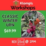 November 23rd, 2025 | 2pm | Sunday | Classic Winter Urn Workshop