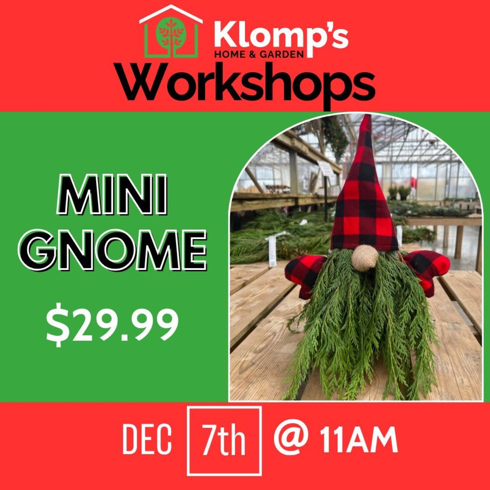 December 7th, 2025 | 11am | Sunday | Mini Gnome Workshop